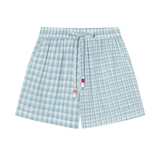 [YAWHAT] plaid cotton shorts