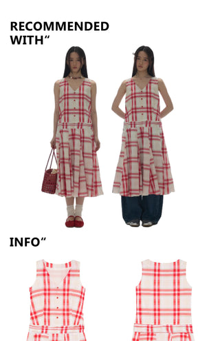 [YAWHAT] checkered tank dress