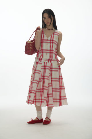 [YAWHAT] checkered tank dress