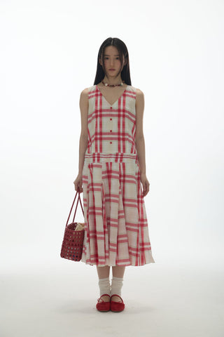 [YAWHAT] checkered tank dress