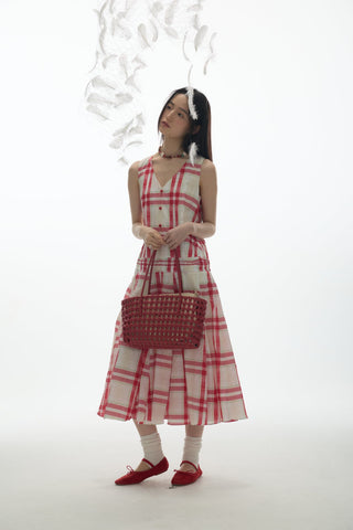 [YAWHAT] checkered tank dress