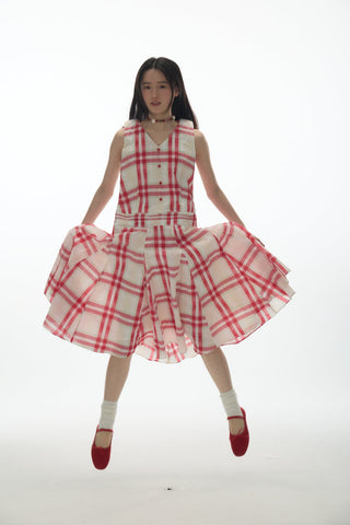 [YAWHAT] checkered tank dress