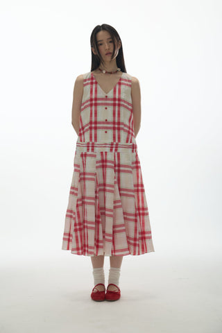 [YAWHAT] checkered tank dress
