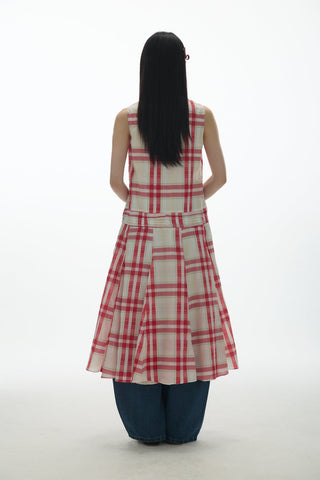 [YAWHAT] checkered tank dress