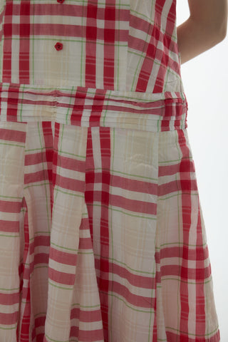 [YAWHAT] checkered tank dress