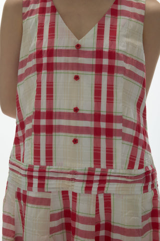 [YAWHAT] checkered tank dress