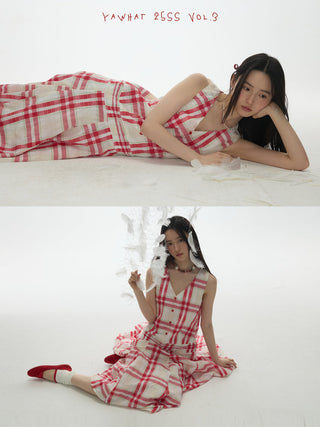 [YAWHAT] checkered tank dress