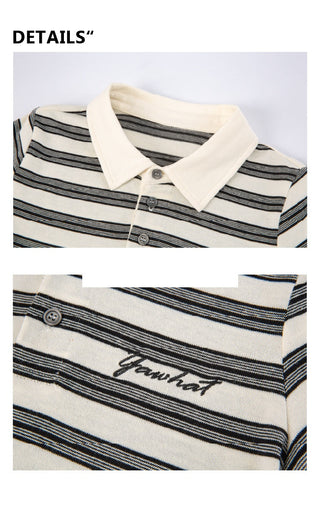 [YAWHAT] polo stripe top
