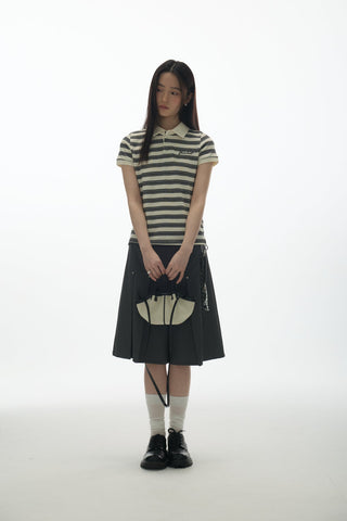 [YAWHAT] polo stripe top