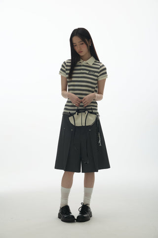 [YAWHAT] polo stripe top