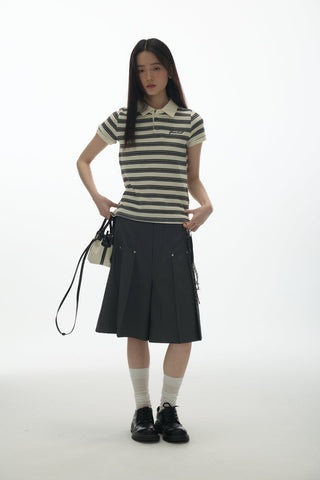 [YAWHAT] polo stripe top