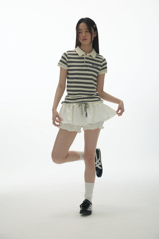 [YAWHAT] polo stripe top