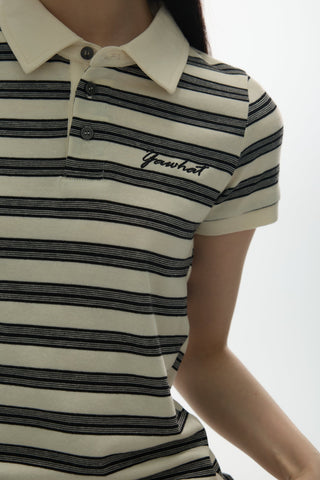 [YAWHAT] polo stripe top