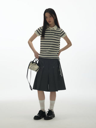 [YAWHAT] polo stripe top