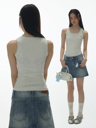 [YAWHAT] lace U-vest