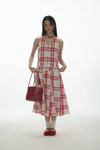 [YAWHAT] checkered tank dress