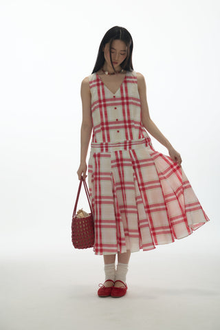 [YAWHAT] checkered tank dress