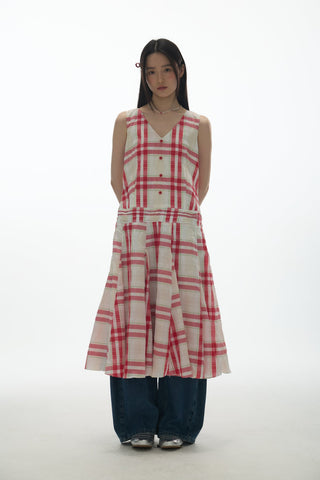 [YAWHAT] checkered tank dress