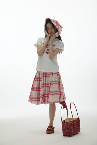 [YAWHAT] patchwork puff skirt