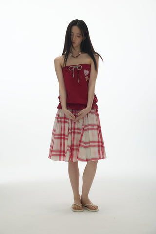 [YAWHAT] patchwork puff skirt