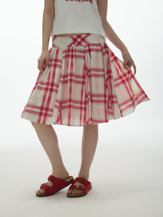 [YAWHAT] patchwork puff skirt