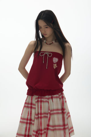 [YAWHAT] patchwork puff skirt