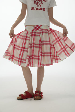 [YAWHAT] patchwork puff skirt