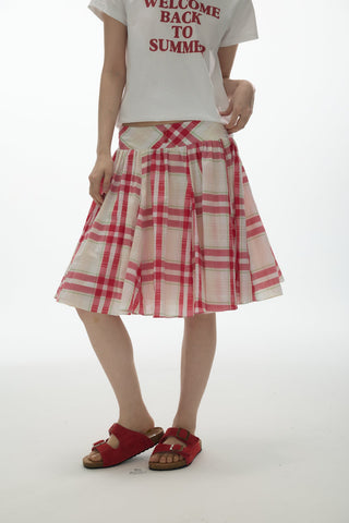 [YAWHAT] patchwork puff skirt