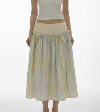 [YAWHAT] plaid bow skirt