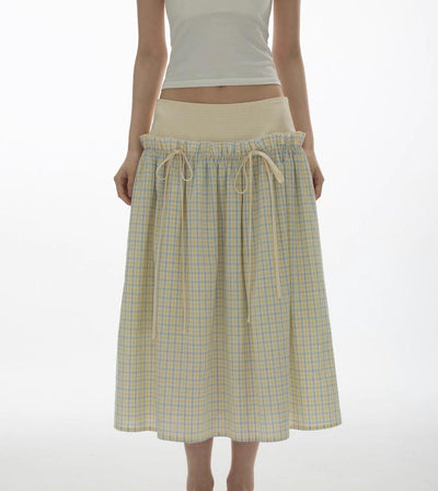 [YAWHAT] plaid bow skirt