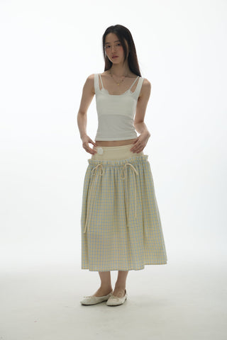 [YAWHAT] plaid bow skirt