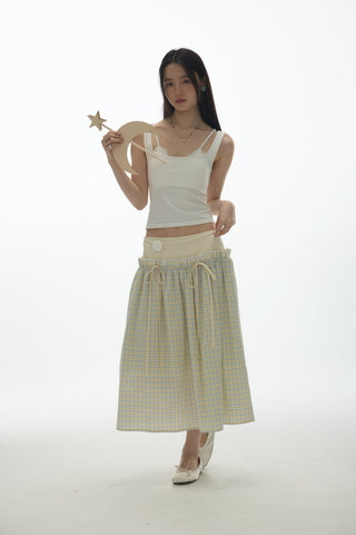 [YAWHAT] plaid bow skirt