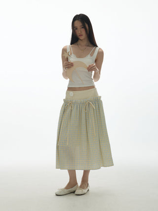 [YAWHAT] plaid bow skirt