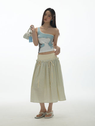 [YAWHAT] plaid bow skirt