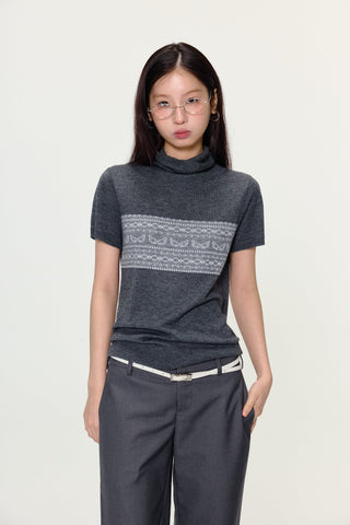 [YAWHAT] jacquard wool top