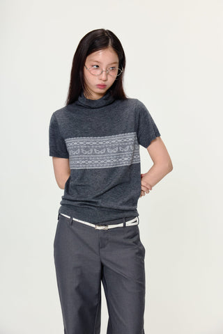 [YAWHAT] jacquard wool top