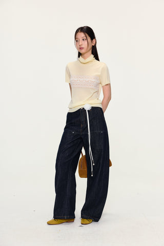 [YAWHAT] jacquard wool top