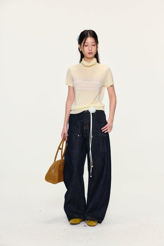 [YAWHAT] jacquard wool top