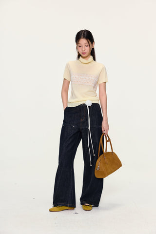 [YAWHAT] jacquard wool top
