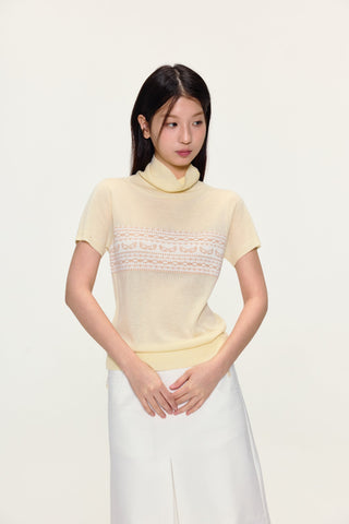 [YAWHAT] jacquard wool top