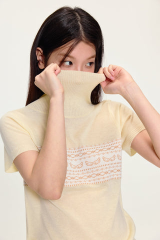 [YAWHAT] jacquard wool top