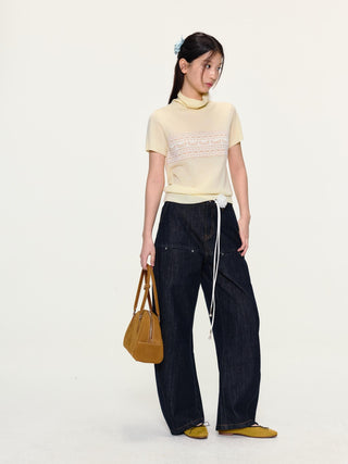 [YAWHAT] jacquard wool top