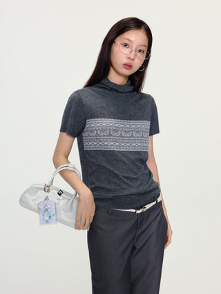 [YAWHAT] jacquard wool top