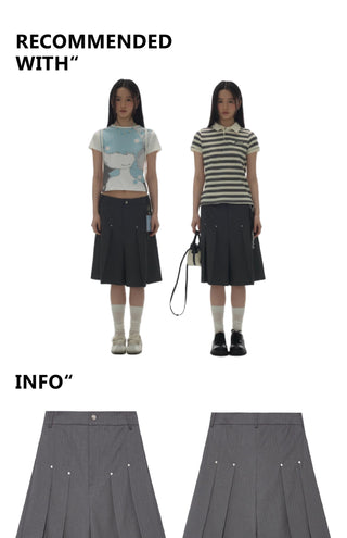 [YAWHAT] rivet pleated shorts