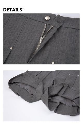 [YAWHAT] rivet pleated shorts