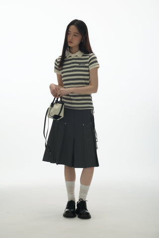 [YAWHAT] rivet pleated shorts
