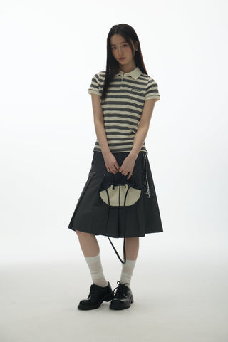 [YAWHAT] rivet pleated shorts