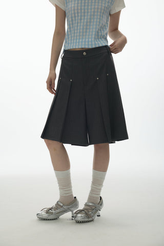 [YAWHAT] rivet pleated shorts