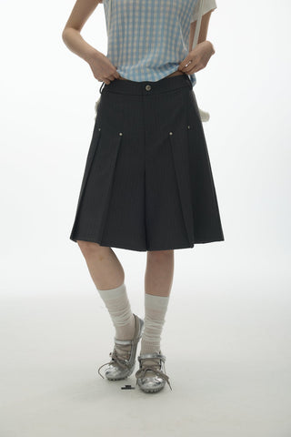 [YAWHAT] rivet pleated shorts