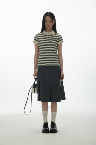 [YAWHAT] rivet pleated shorts
